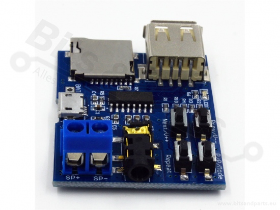 MP3 player with  2W mono amplifierr (USB stick/ MicroSD card)